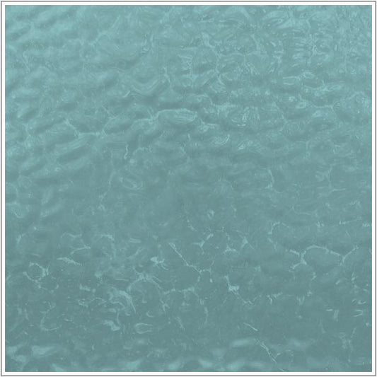 A square close-up of a textured, shimmering teal-blue surface, resembling a liquid texture or metallic paint swatch, framed by a thin white border.