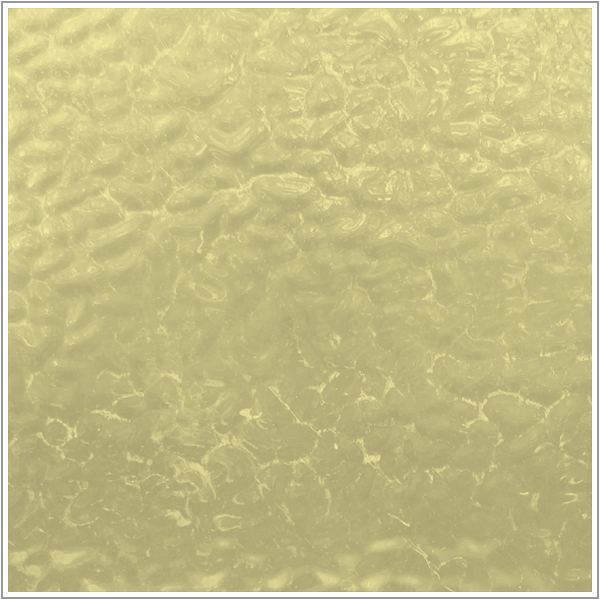 A close-up texture swatch of a pale yellow-beige glass with a subtle wavy, embossed pattern.