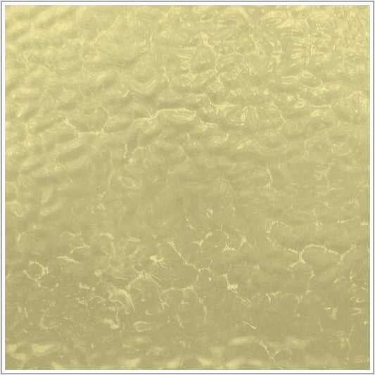 A close-up texture swatch of a pale yellow-beige glass with a subtle wavy, embossed pattern.