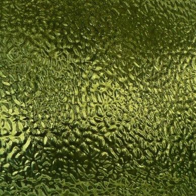 A close-up of a textured olive green material with a wavy, embossed pattern filling the frame.