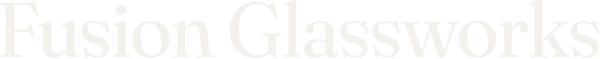 Fusion Glassworks logo in serif typeface on a solid white background.